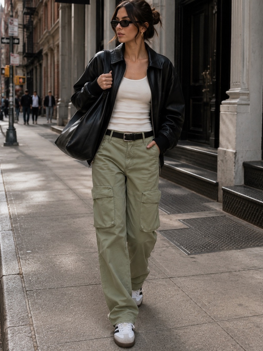 Zara Light Khaki Mid-Rise Cargo Pants Relaxed Straight Leg Adjustable Hem NWT M